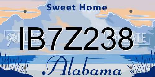 IB7Z238 Alabama License Plate