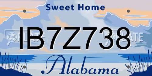 IB7Z738 Alabama License Plate