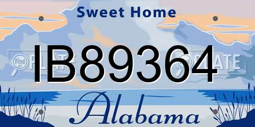 IB89364 Alabama License Plate