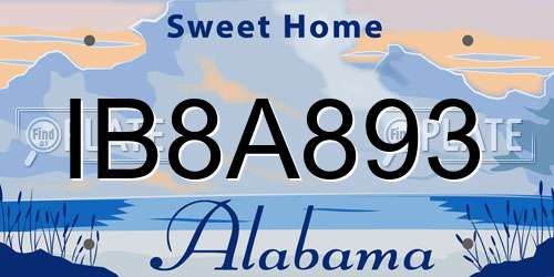 IB8A893 Alabama License Plate