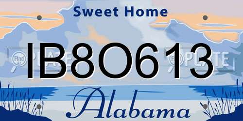IB8O613 Alabama License Plate
