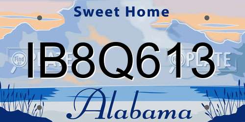 IB8Q613 Alabama License Plate