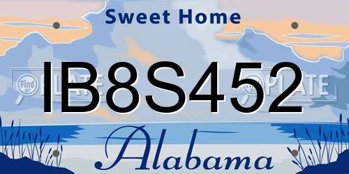 IB8S452 Alabama License Plate