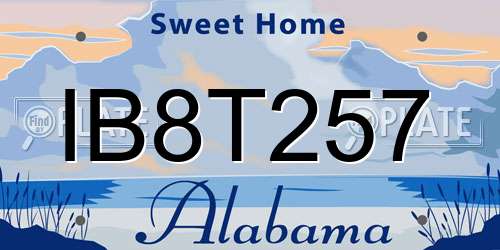 IB8T257 Alabama License Plate