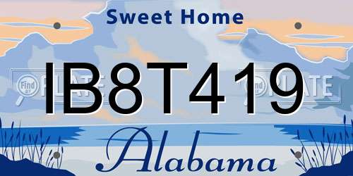 IB8T419 Alabama License Plate
