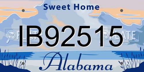 IB92515 Alabama License Plate