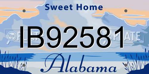 IB92581 Alabama License Plate