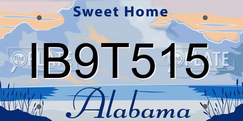 IB9T515 Alabama License Plate