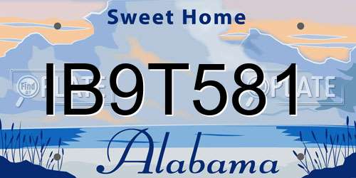 IB9T581 Alabama License Plate