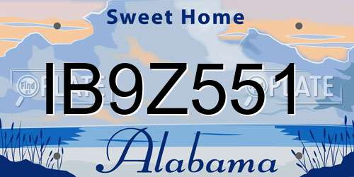 IB9Z551 Alabama License Plate