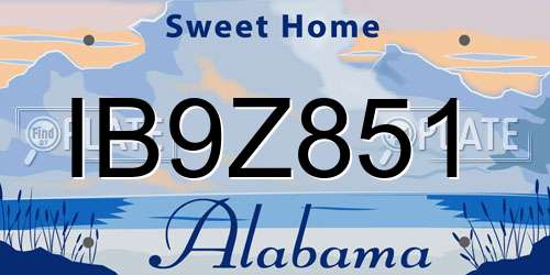 IB9Z851 Alabama License Plate