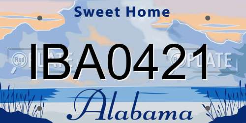 IBA0421 Alabama License Plate