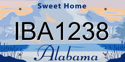 IBA1238 Alabama License Plate