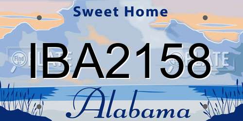 IBA2158 Alabama License Plate