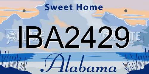 IBA2429 Alabama License Plate