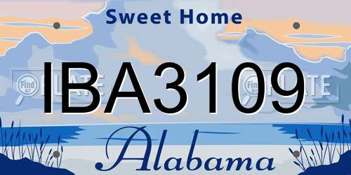 IBA3109 Alabama License Plate