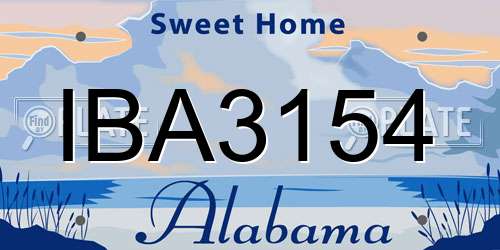 IBA3154 Alabama License Plate
