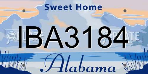 IBA3184 Alabama License Plate