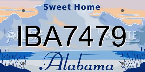 IBA7479 Alabama License Plate