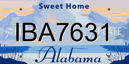 IBA7631 Alabama License Plate
