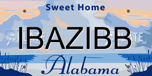 IBAZIBB Alabama License Plate
