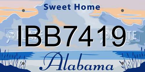 IBB7419 Alabama License Plate
