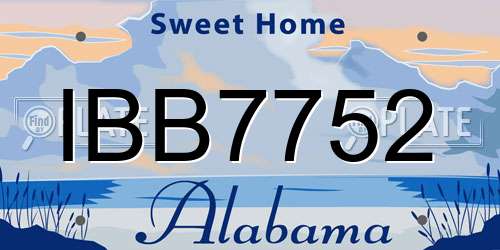 IBB7752 Alabama License Plate