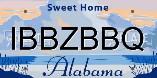 IBBZBBQ Alabama License Plate