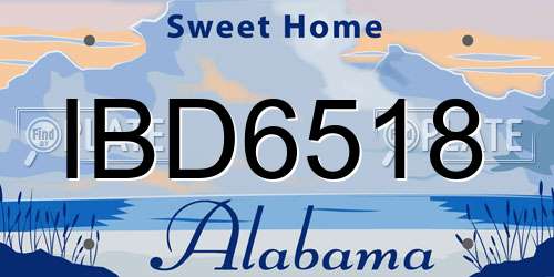 IBD6518 Alabama License Plate