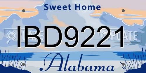 IBD9221 Alabama License Plate