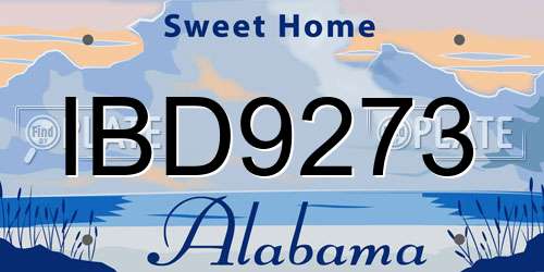 IBD9273 Alabama License Plate