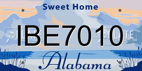 IBE7010 Alabama License Plate
