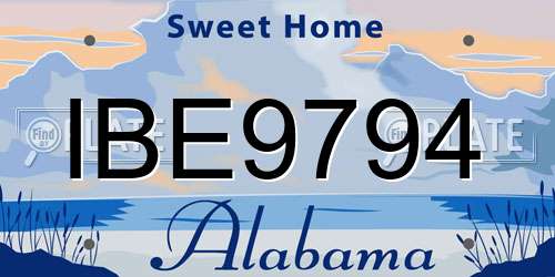 IBE9794 Alabama License Plate
