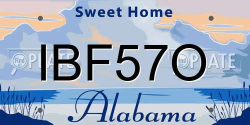 IBF57O Alabama License Plate