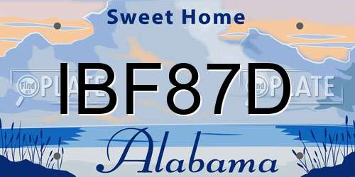 IBF87D Alabama License Plate