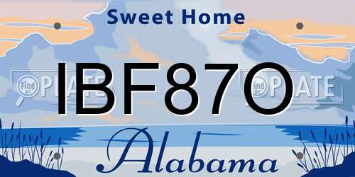 IBF87O Alabama License Plate