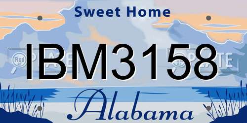 IBM3158 Alabama License Plate