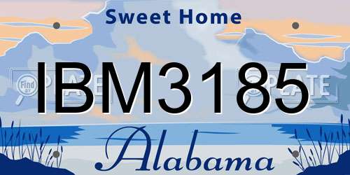 IBM3185 Alabama License Plate