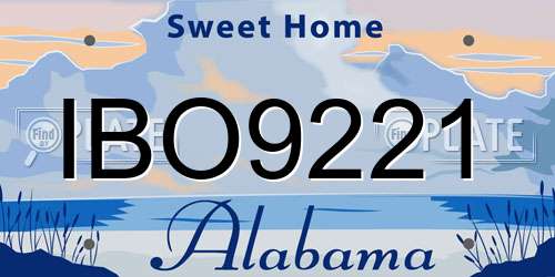 IBO9221 Alabama License Plate