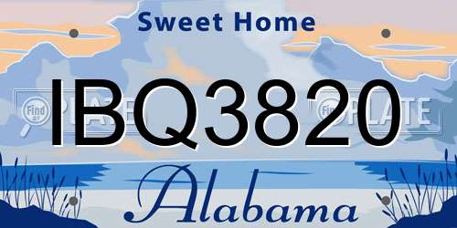 IBQ3820 Alabama License Plate