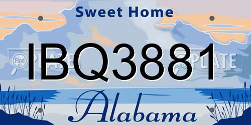 IBQ3881 Alabama License Plate