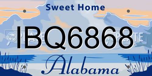 IBQ6868 Alabama License Plate