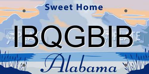 IBQGBIB Alabama License Plate