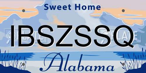 IBSZSSQ Alabama License Plate