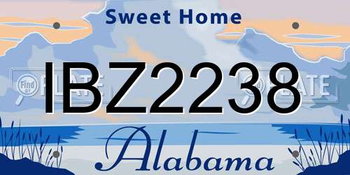 IBZ2238 Alabama License Plate