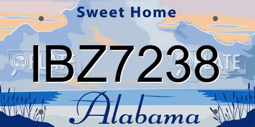 IBZ7238 Alabama License Plate