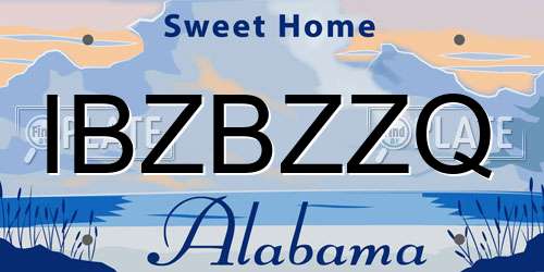 IBZBZZQ Alabama License Plate