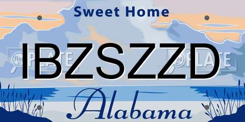 IBZSZZD Alabama License Plate