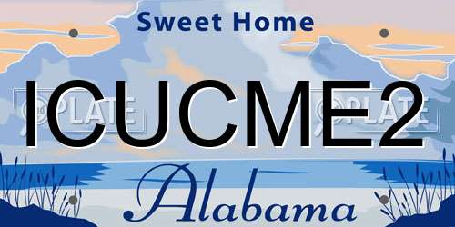 ICUCME2 Alabama License Plate