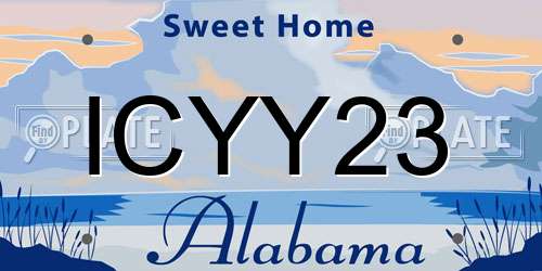 ICYY23 Alabama License Plate